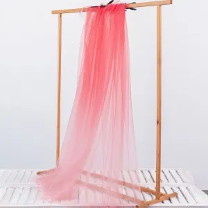 watermelon red to dusty rose two tone ombre soft tulle