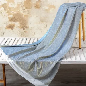 dusty blue and champagne iridescent lurex composite fabric