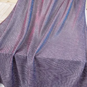 purple lurex fabric with fuchsia blue iridescent sheen