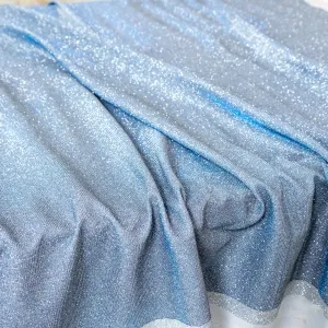 shiny ice blue lurex fabric 2 way stretch material