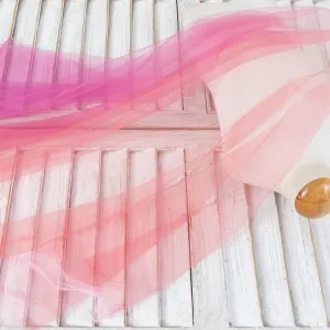 feminine fuchsia to watermelon pink ombre tulle fabric