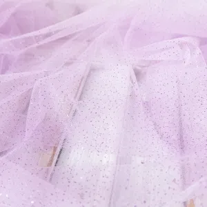 Sparkly Glitter Glued Lilac Lightweight Tulle Fabric
