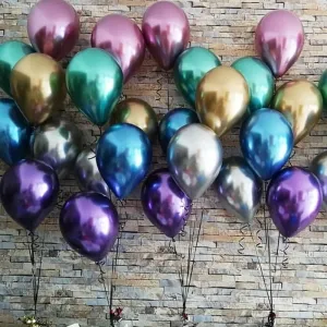 12 chrome metallic color balloons for parties weddings
