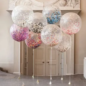 18in large size transparent glitter confetti balloons