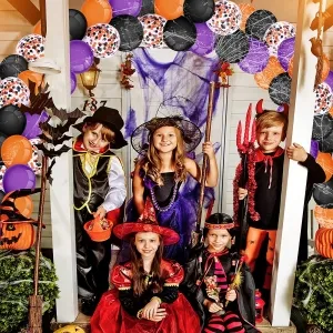 black orange purple halloween balloons arch kit