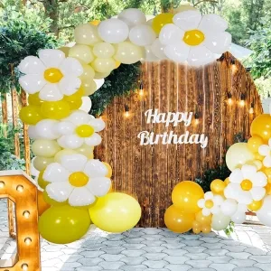 bohemian daisy flower balloons birthday party decorations