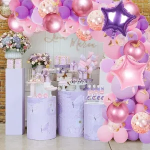 pink purple birthday party butterfly balloons arch kit