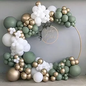 olive green white gold balloon kit for baby shower 137pcs