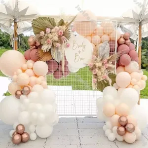 dusty pink beige gold white engagement balloon arch kit