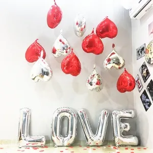 32in silver giant love letters balloon set
