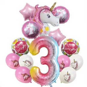 unicorn rainbow number balloon kit girls birthday