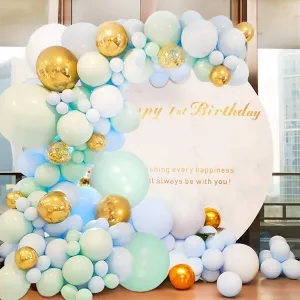 macaron blue green gold confetti balloon arch kit 126pcs