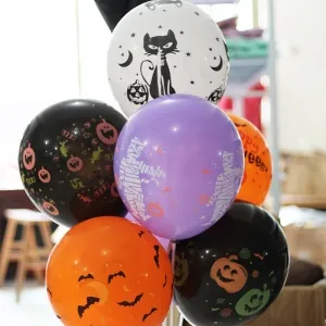 happy halloween skull bat pattern latex decor balloons
