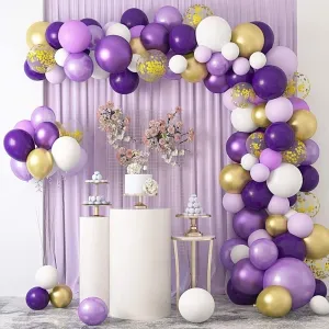 gradient shades of purple bridal balloon arch set