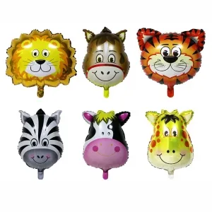 cute animals head foil balloons safari theme party decor