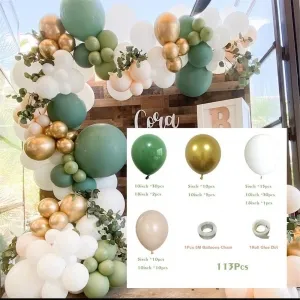 retro avocado green latex party balloons arch kit