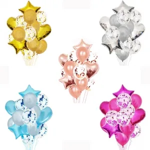 heart star confetti party balloons bouquet