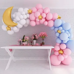pink blue white baby shower balloons garland kit