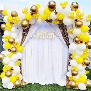 yellow gold white anniversary balloon arch kit