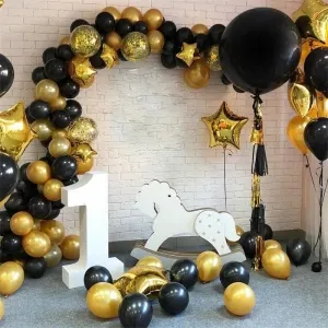 black and gold graduation decorate balloons set